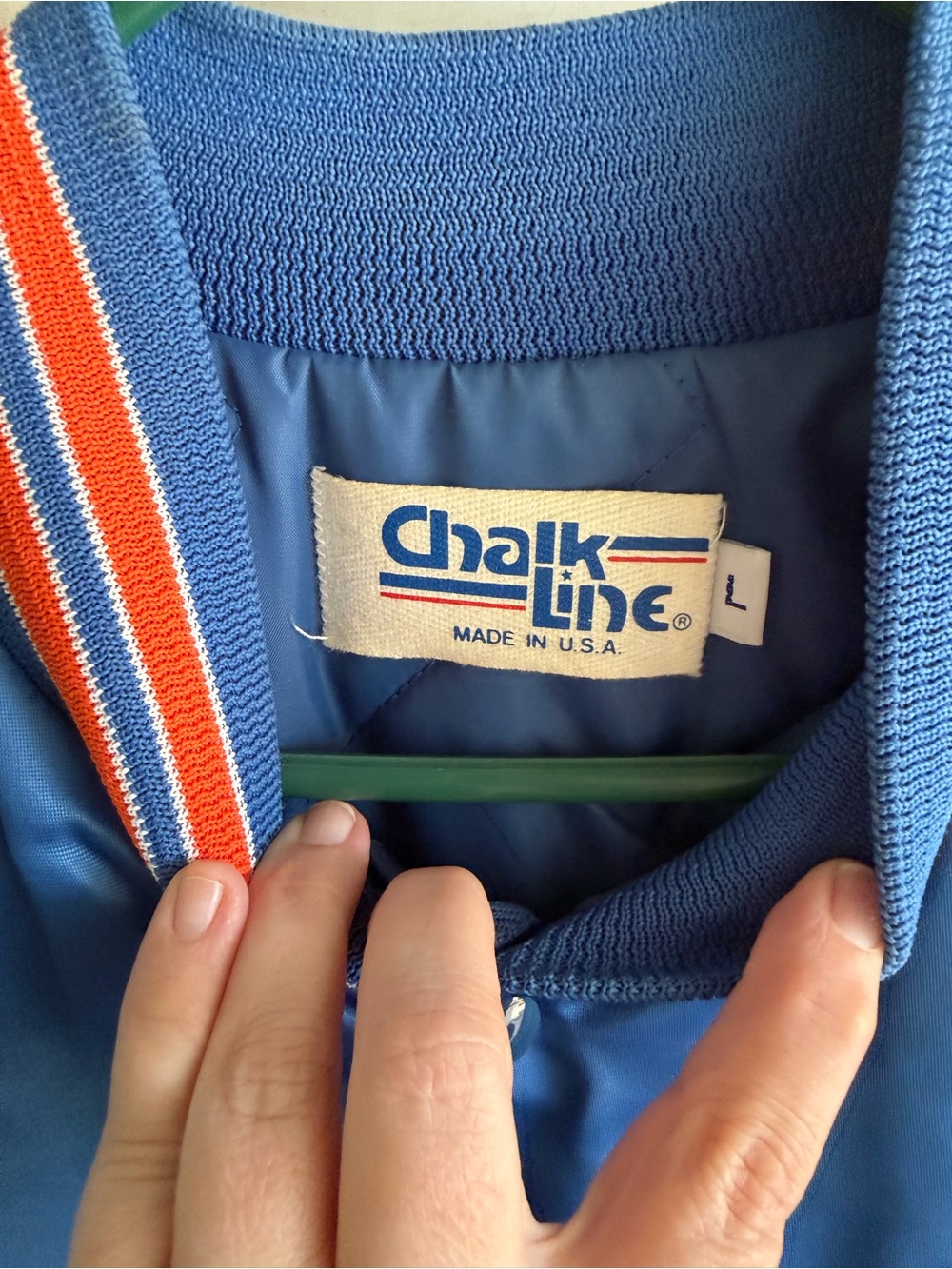 Vintage Blue Cavaliers Satin Bomber Jacket with Orange Trim - Picture 3 of 6